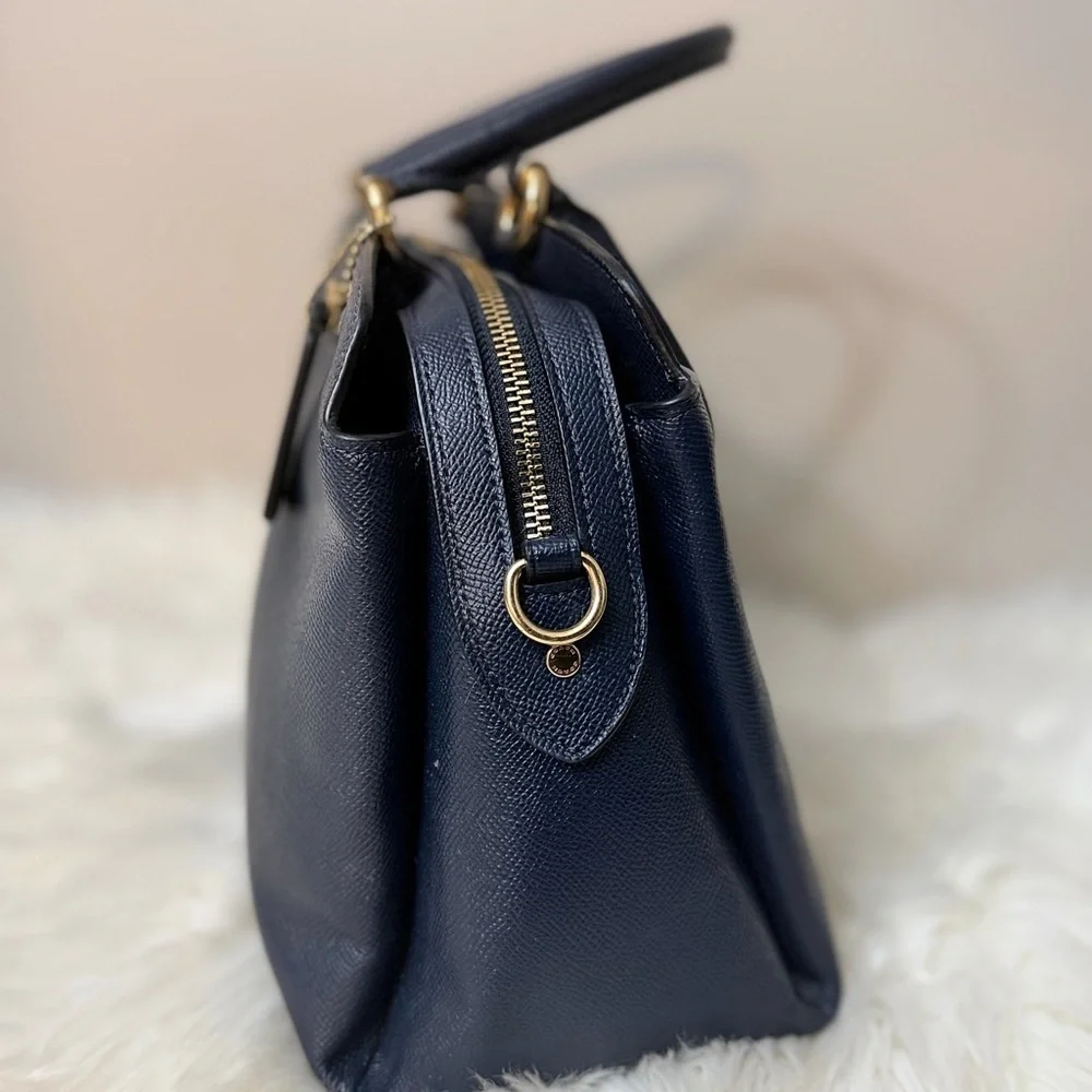 Vintage Coach Dark Blue Satchel with Gold Accents#91493